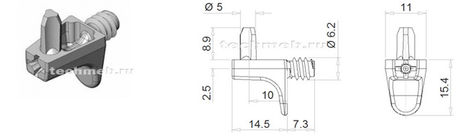 10172 Полкодержатель с цапфой под отв. 5 мм и EURO-винтом